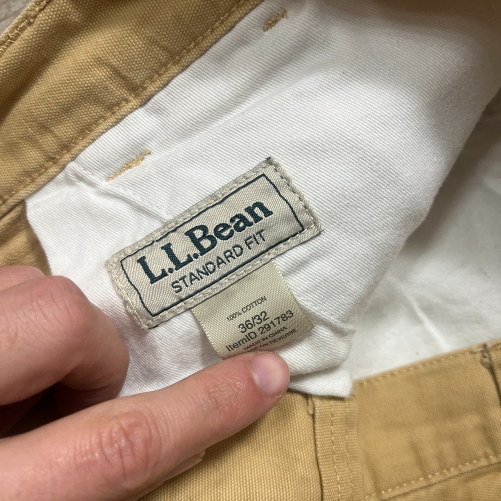LL Bean Men's Chino Pants 100% Cotton 36x32 (Fits 36x31) Tan Straight - Picture 3 of 8